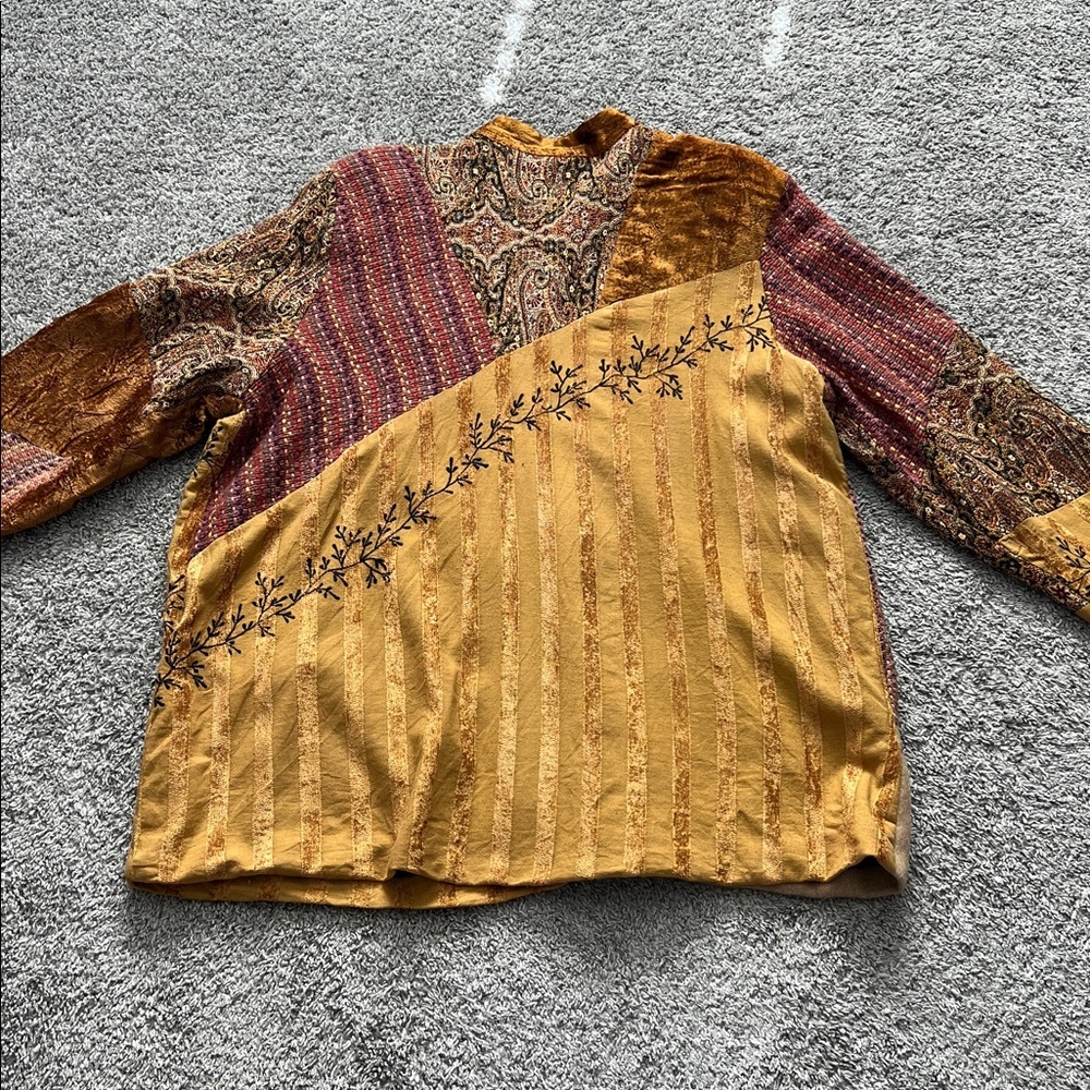 VTG Allure Tapestry Boho Patchwork Jacquard Velvet Button Front Jacket - Size 1X - Picture 2 of 7